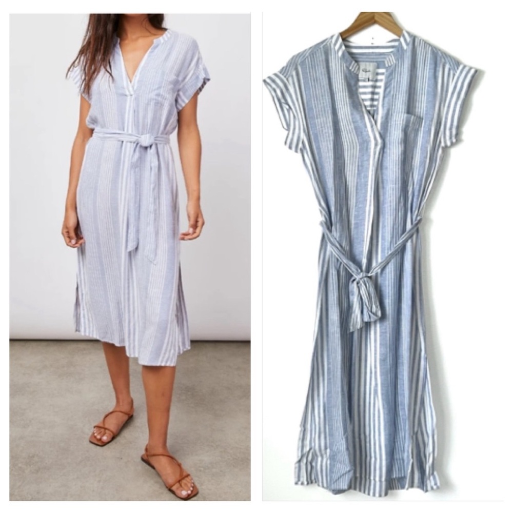 Rails Suri Blue Dusk Striped Linen Dress NWOT